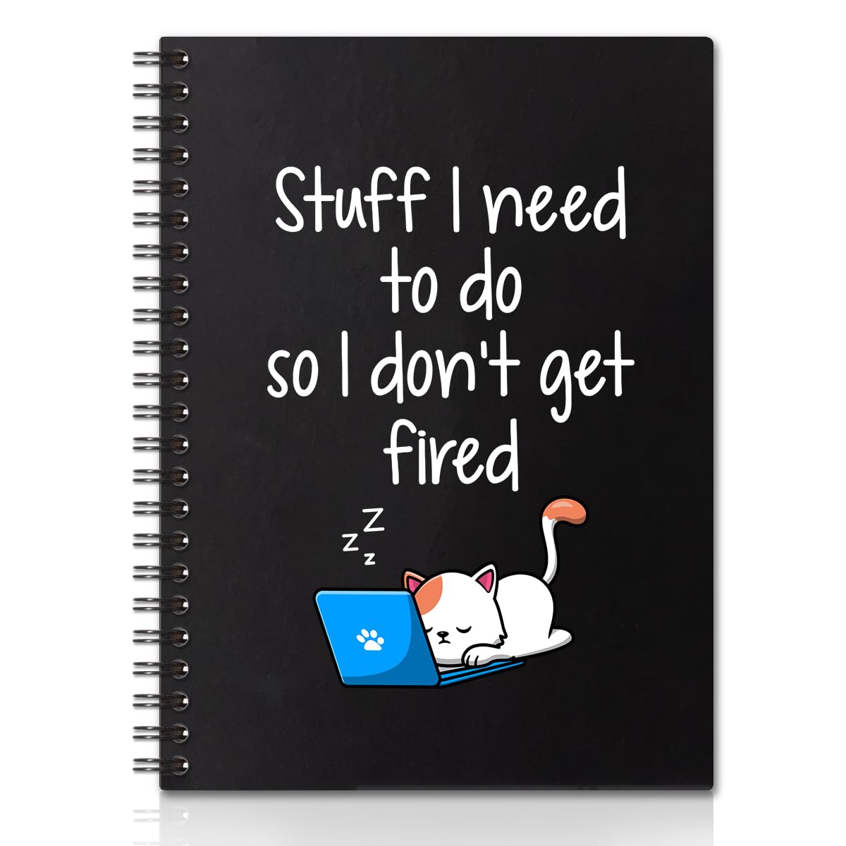 QYUVK Stuff I Need To Do Hardcover 160 Seiten Spiralnotizbücher 15,2 x 20,3 cm zum Schreiben und Zeichnen, lustiges schwarzes Tagebuch oder Tagebuch, Geschenk für Katzenliebhaber, Kollegen,