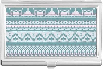 Hexagon Rhombus Dots Nordic Pattern Business Card Holder Case Pocket Box Wallet