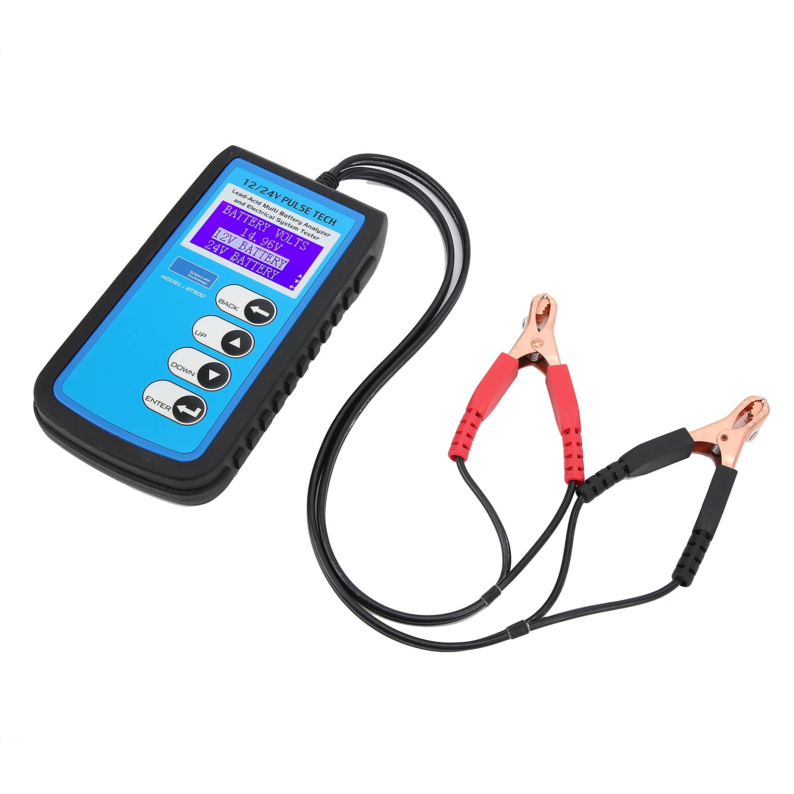 Comprobador de batería BT500, comprobador de batería de Coche de 12 V/24 V con Pantalla LCD LED retroiluminada, analizador de de Arranque y Carga para baterías estándar CCA DIN