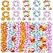 INNOCHEER 40 Pcs Hawaiian Leis, Luau Party Supplies of Elastic Flowers Necklaces, Headbands and Wristbands - Tropical Hawaiian Decorations, Beach Party Decorations, Birthday Party Favors