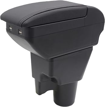 YJYWZH Armrest Box for KIA Picanto 2008-2019 Center Storage Box Hand Centre Consoles with Cup Holder Arm Rest Double-Layer Black 4 USB Black with Black Thread