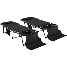 2 Pieces Adjustable Tanning Chairs, 5-Position Portable Folding Chaise Lounge, Sun Recliner with Detachable Pillow & Face Hole for Outdoor Beach, Yard, Patio, Black, Black