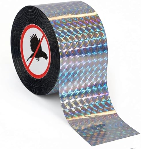 SPICK Global Bird Scare Tape Ribbon | 5cm x 150 feet Rolls | Double Sided Reflective Ribbon | Keeps Birds Away for House, ...