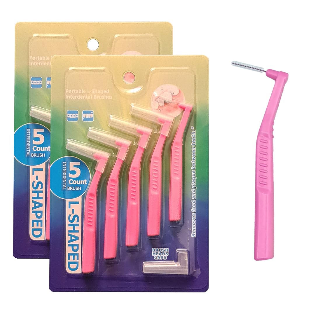 BOULTON Angle Interdental Brushes – Pack of 10 | L Shape Interdental Brush for Teeth Clean Tooth Floss | Dental Picks Toothpick Toothbrushes Gum Teeth Brushes Gap Brush (0.6mm Pink)