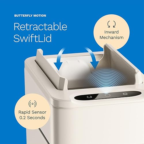 Miniatura 3 de hOmeLabs Bote de basura con sensor sin contacto de 2.4 galones, tapa de mariposa retráctil automática, baterías incluidas, ahorro de espacio, fácil