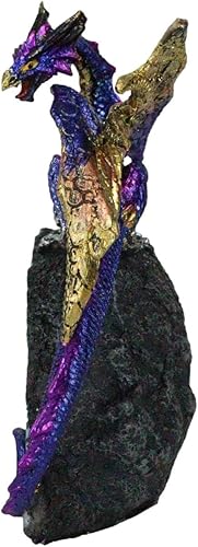 Miniatura 4 de Ebros Gift Fantasía meteorito iridiscente, protección del dragón, geoda sintética, cuarzo, cristal, caverna, estatuilla de roca, colección de tamaño