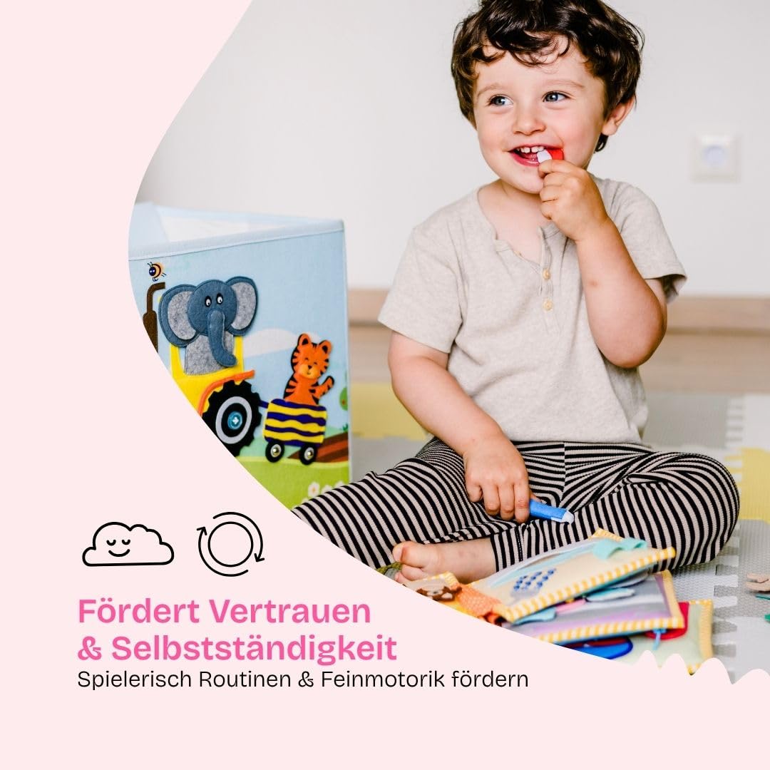 Jolly Designs – Mini Quiet Book Home Sweet Home – Montessori Spielzeug ab 2 Jahren – Motorik & Sensorik fördern – Busy Book aus Filz – Handgefertigtes Filzbuch – Perfekt für unterwegs & Reisen