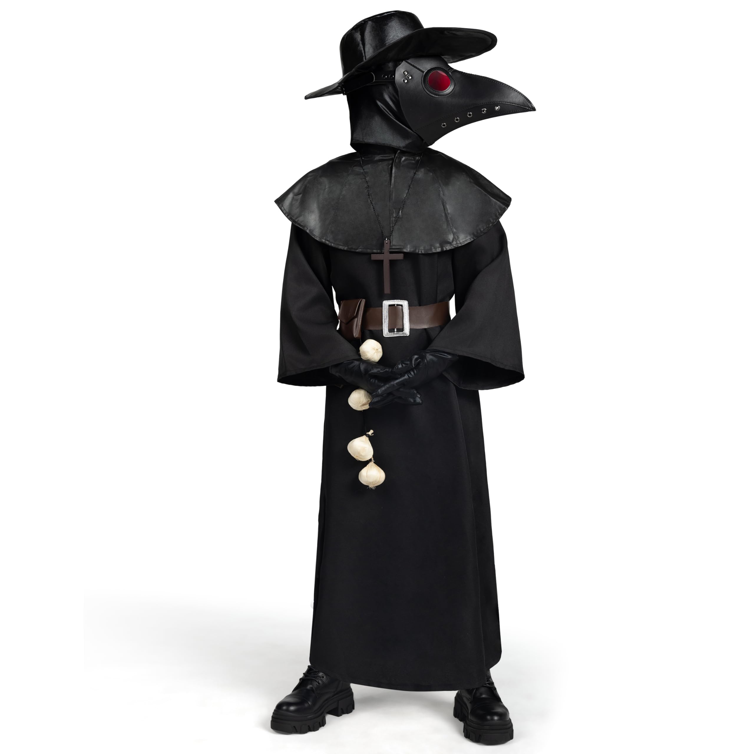 Spooktacular Creations Black Plague Doctor Costumes Set, 10 in 1 Halloween Beak Mask Plague Dr Outfit for Kids, Halloween Costume Parties, Medieval Steampunk Style - Image 3