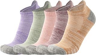 Women's Ankle Athletic Running Socks 5 Pairs No Show Low Cut Cotton Non Slip Working Sports Cushion Tab Socks