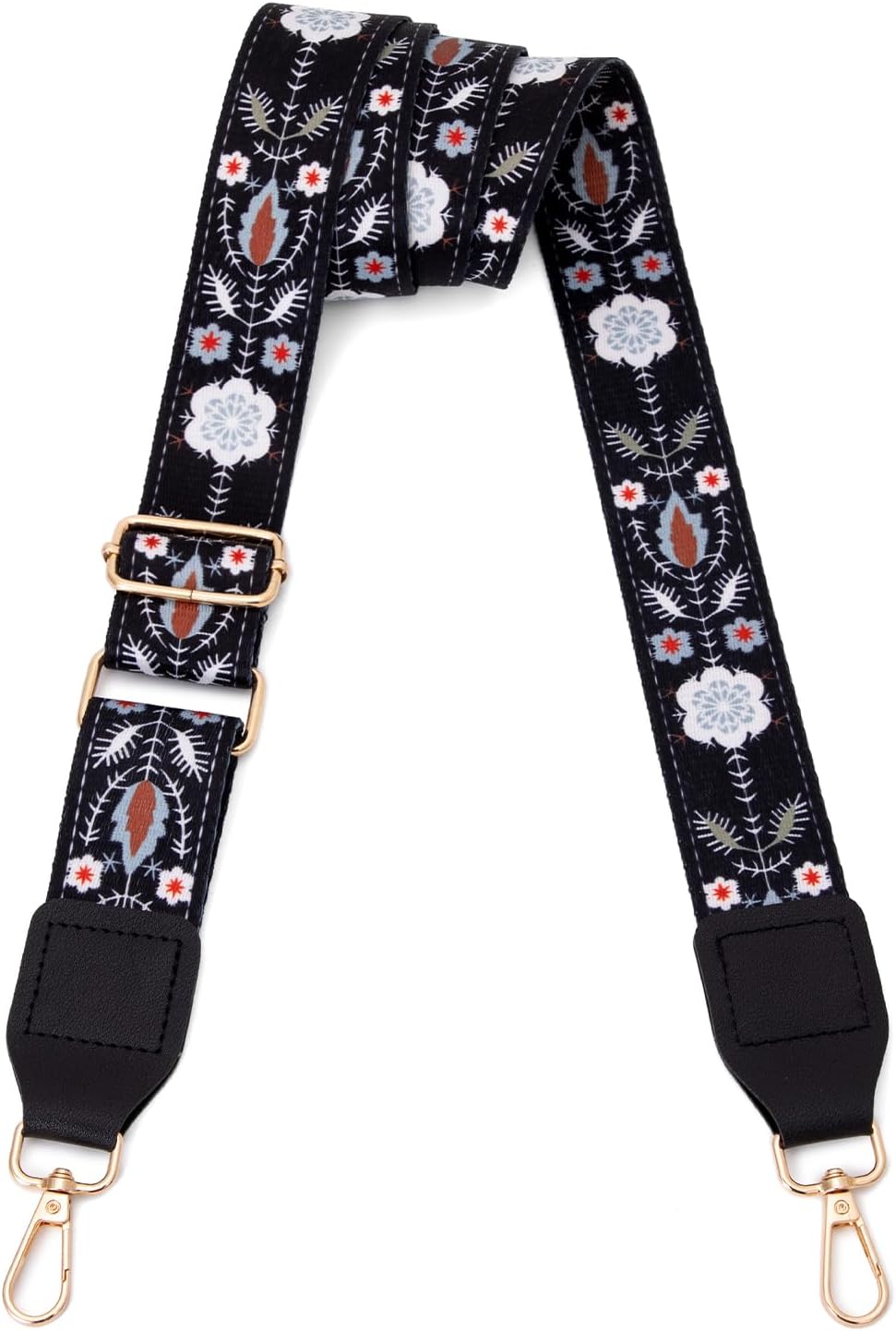 Purse Strap, 1.5" Cowhide Head Wide Shoulder Strap Adjustable Replacement,Jacquard Embroidery Crossbody Bag Straps - Image 2