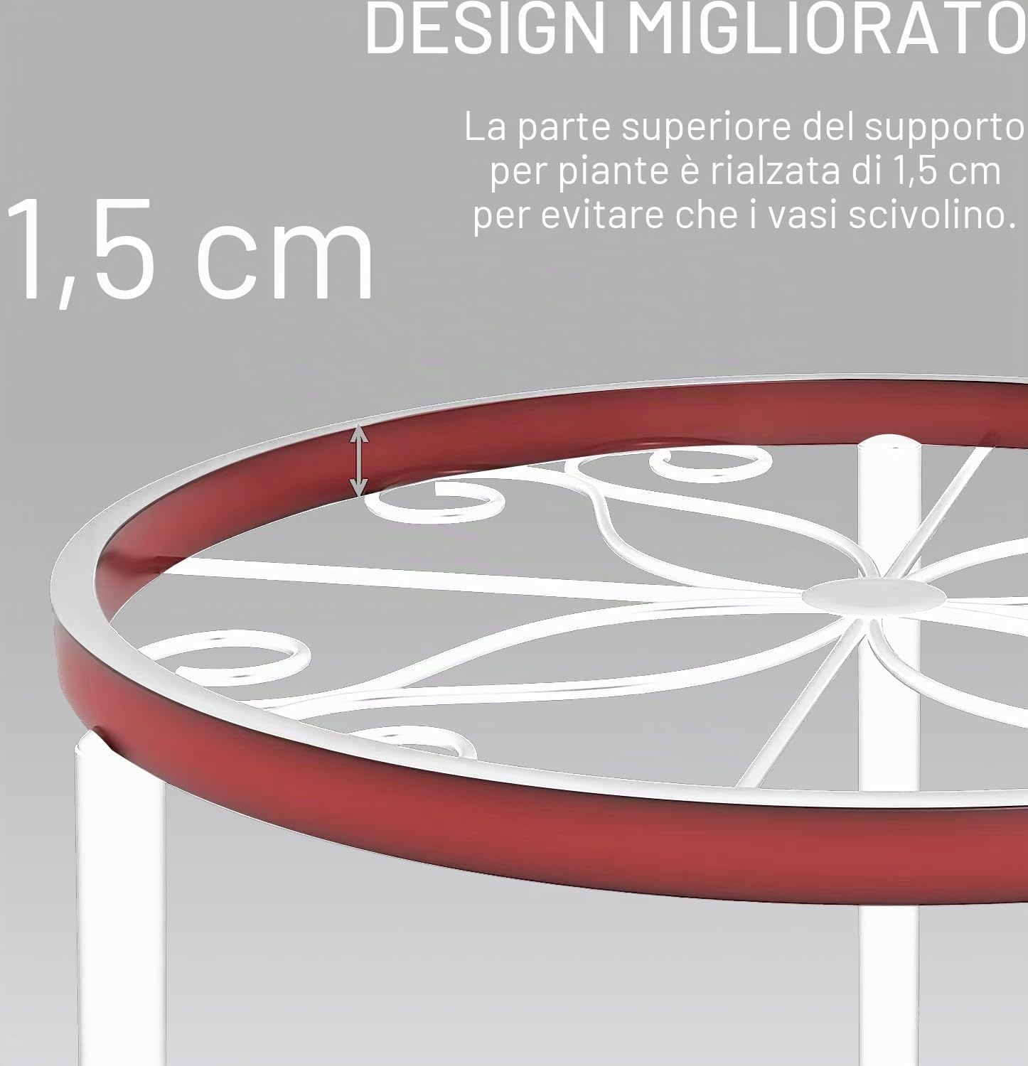 Set di 5 supporti per fiori in metallo, per interni ed esterni, piante da giardino, per scale per piante, in ferro antiruggine, decorazione per casa e giardino (bianco)