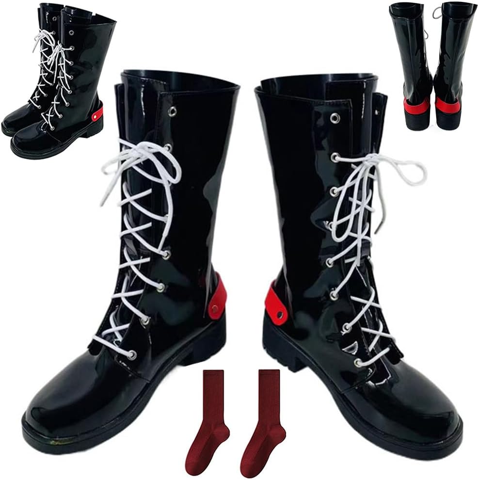Women Shoes Boot Black Leather Shoe Boots Women Halloween Party