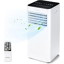 COSTWAY Portable Air Conditioner, 10000 BTU AC Unit with Cool, Fan, Dehumidifier &amp; Sleep Mode for Rooms up to 350 Sq.Ft, with 24H Timer, Child Lock, Remote Control &amp; Window Kit (White and Black)