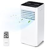 COSTWAY Portable Air Conditioner, 10000 BTU AC Unit with Cool, Fan, Dehumidifier & Sleep Mode for Rooms up to 350 Sq.Ft, with 24H Timer, Child Lock, Remote Control & Window Kit (White and Black)
