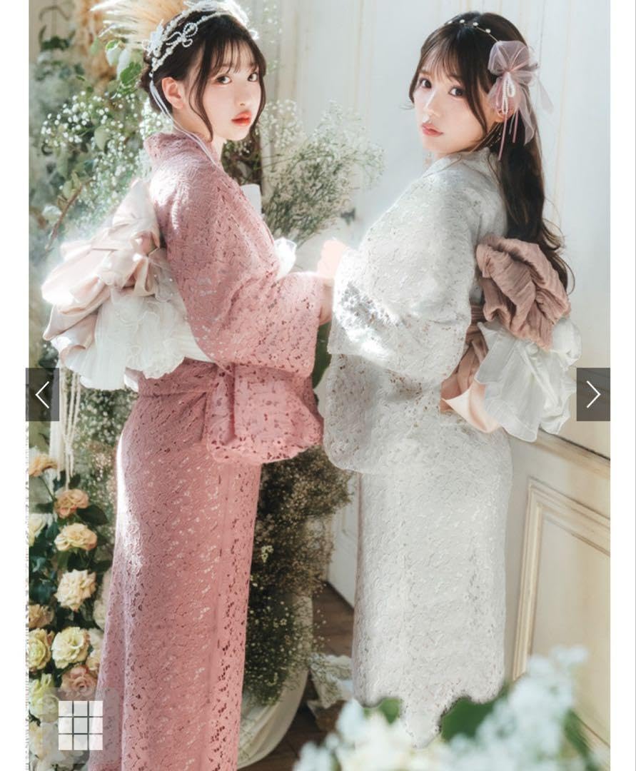 Amazon.co.jp: グレイルGRL 花柄レース浴衣セット[gi1402] ピンク