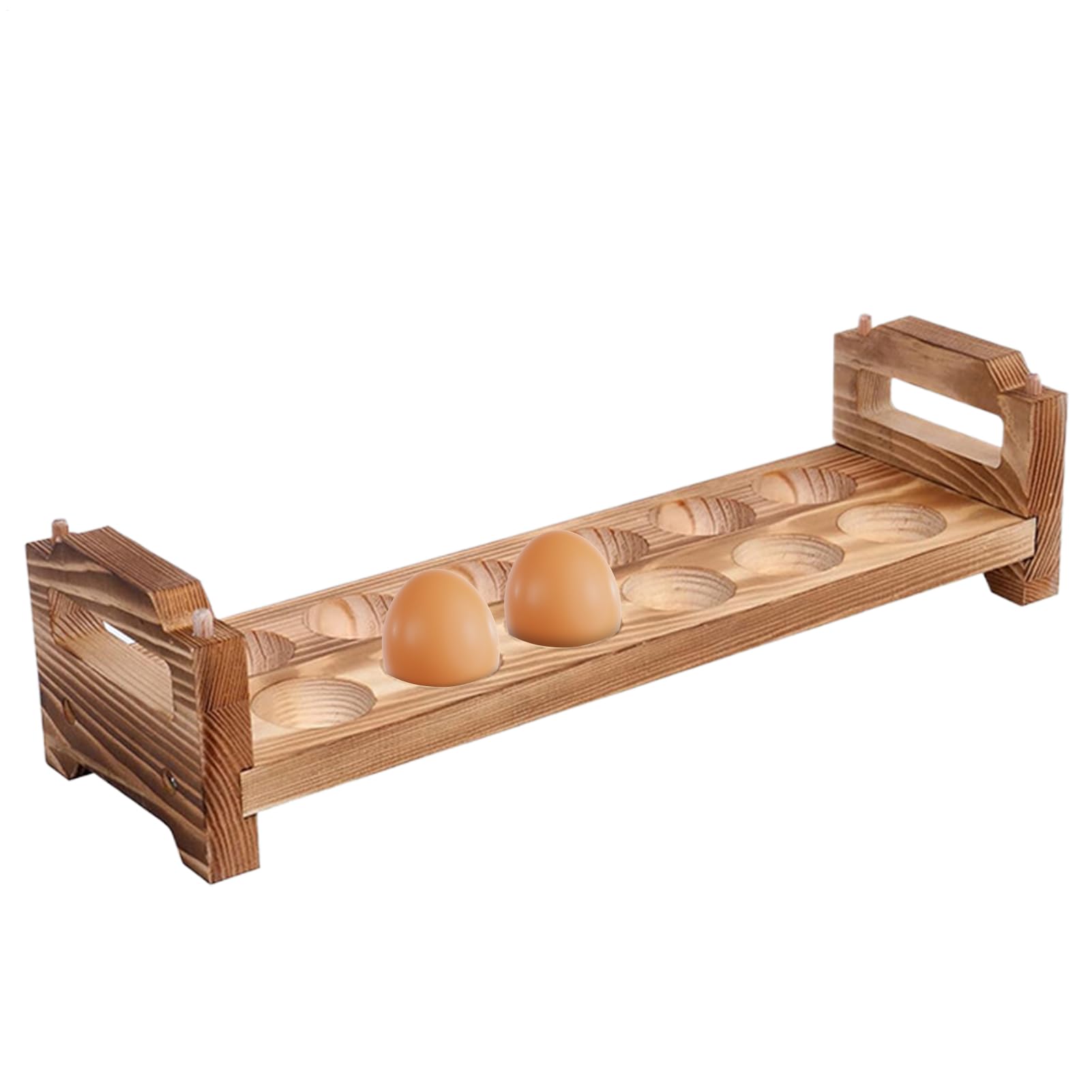 Soporte de madera para huevos de 24 cavidades rústico y compacto para cocina