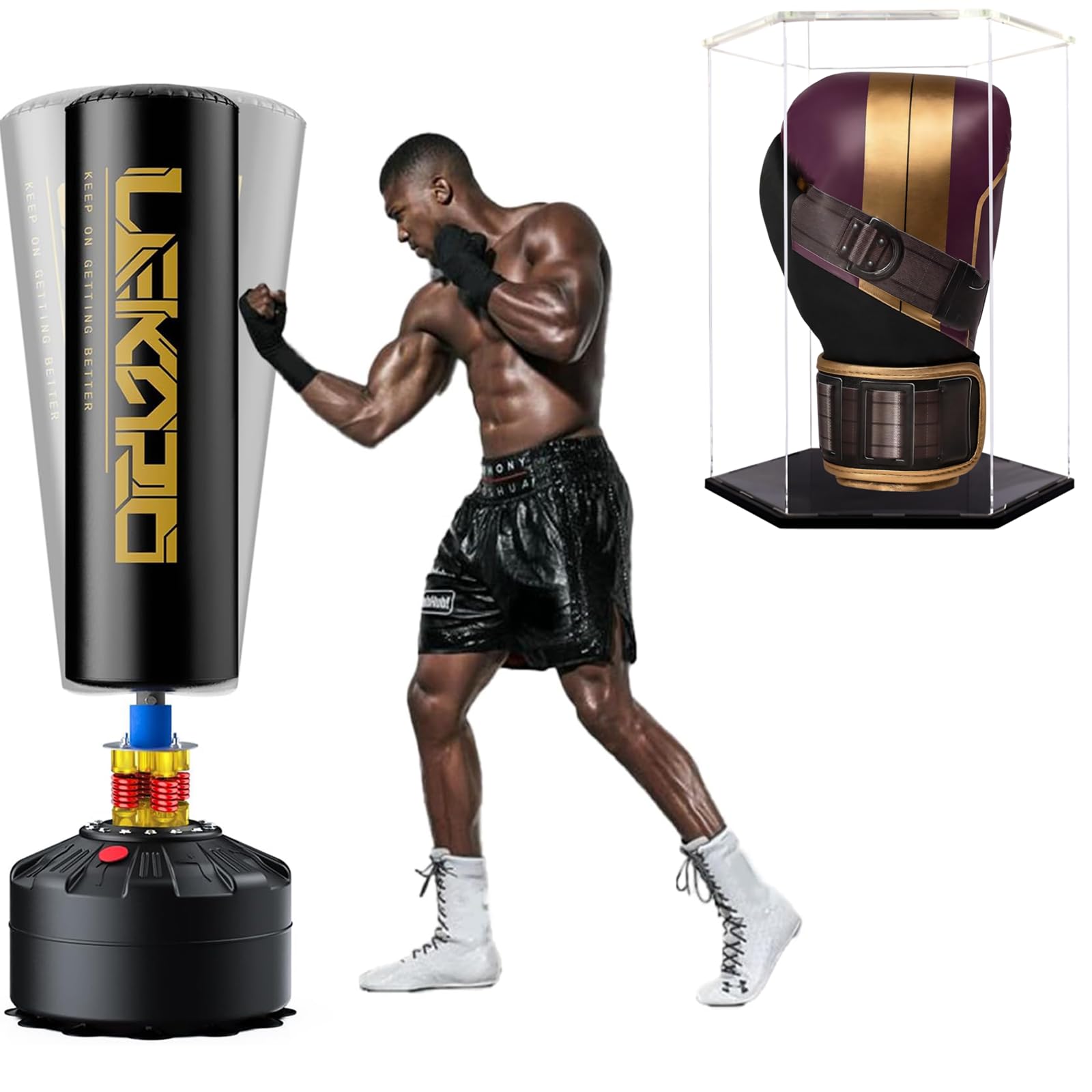 Vetrina trasparente per guantone da boxe, espositore autoassemblante in acrilico per guantoni da boxe, baseball e pallone da calcio