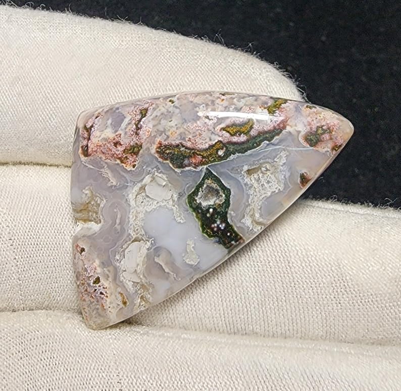 Jaspe océan naturel cabochon trillion 35x22x6mm pour création de bijoux - 6