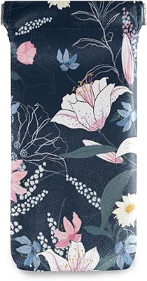 Hupery Tropical Plants Sunglasses Pouch Squeeze Top Eyeglasses Case PU Leather Glasses Holder Organizers Storage Bag For Women Men