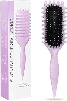 Purple Curl Defining Brush for Curly Hair – Detangling & Styling Brush for Women & Men, Defines 2A to 4C Curls, Reduces Frizz, Perfect for Wet & Dry Hair (Purple)