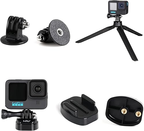 Miniatura 4 de HSU Bolsa de agarre con adaptador básico y kit de brazo de extensión curvado 3 en 1 para GoPro Hero 11/10/9/8/7/6/5 Negro, Sesión 5/4, DJI Osmo