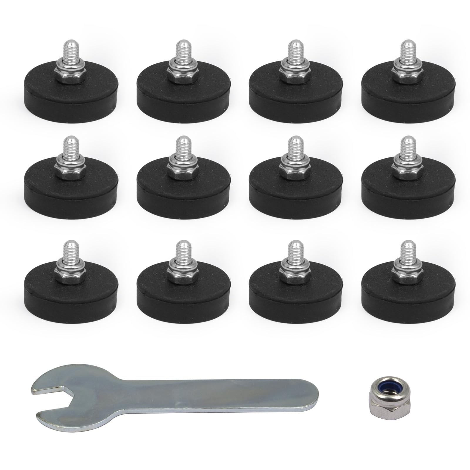 Rubber Coated Magnets, Heavy Duty Waterproof Magnetic Mount for Lights, Tools, Signs, Cameras, Garage, Workshop and Outdoor Use,12Pack