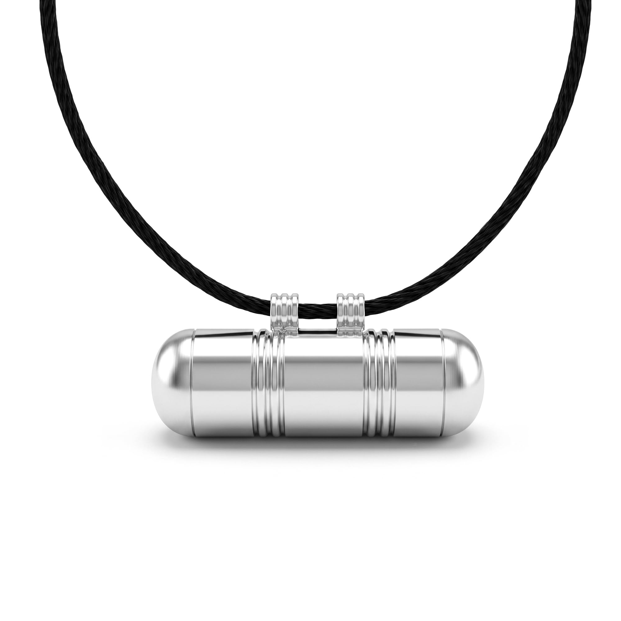 whitePlated Banded Tabeez Pendant with whiteCaps & Black Thread for Men and Women | Minimalist Kavach Amulet Locket | Fashion Jewellery(ACPC0256)-image-32
