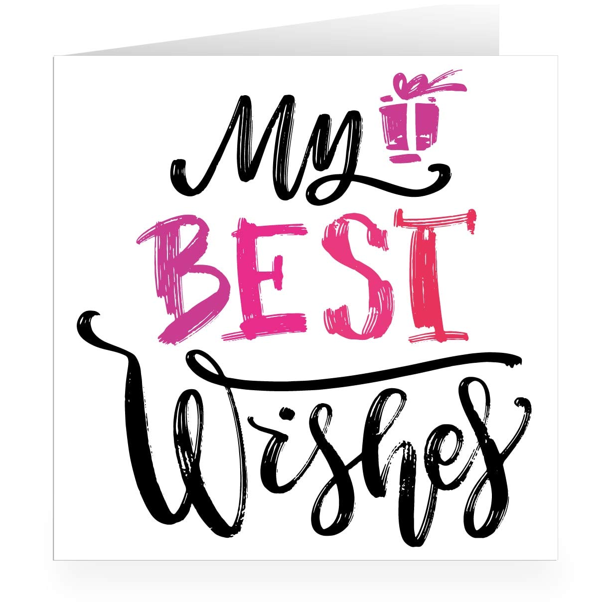 Kartenkaufrausch 12 x Schicke rosa lila Handlettering Geburtstags Glückwunsch-karte (quadratisch, 15,5x15,5cm inkl Umschlag): My best wishes - große XL Karte zum Geburtstag, Examen, Jubiläum Hochzeit