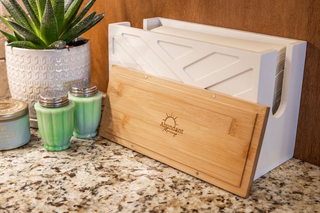 Paper Towel Dispenser Countertop & Wall Mount, Bamboo Decorative Paper Towel Holder Wall Mount, Multifold, Trifold, C Fold, Z Fold Napkin Dispenser for Home, Guest Bathroom Decor, Vanity Decor