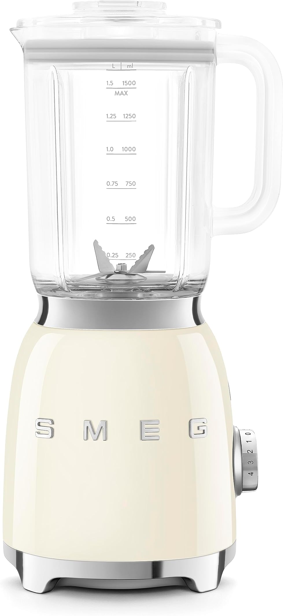 BLF03CRUK,Retro 50's Style Jug Blender with Stainless Steel Blades, 4 Speed Settings and 3 Pre-set Programs, 1.5 Litre, 800W, Cream, 1 Year Warranty