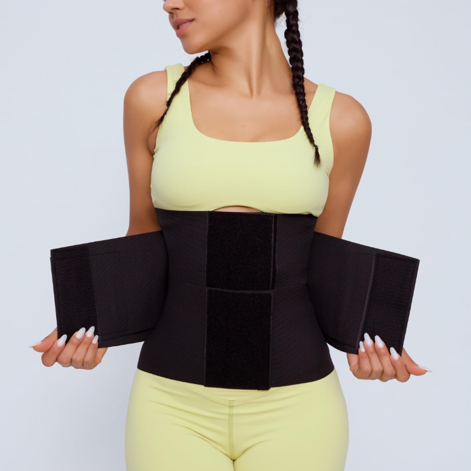 Entrenador de cintura de reloj de arena para mujer, banda de sudor ajustable para estómago, control de abdomen y reductor de cintura de entrenamiento