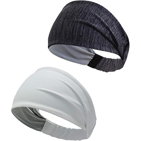 Amazon Co Jp 2枚セット ヘッドバンド ヘアバンド メンズ スポーツターバン 汗止め速乾 吸汗 バンダナ ヨガ ジョギング 通気性り伸縮性あり髪留め男女兼用 2枚 黑 ホワイト 服 ファッション小物