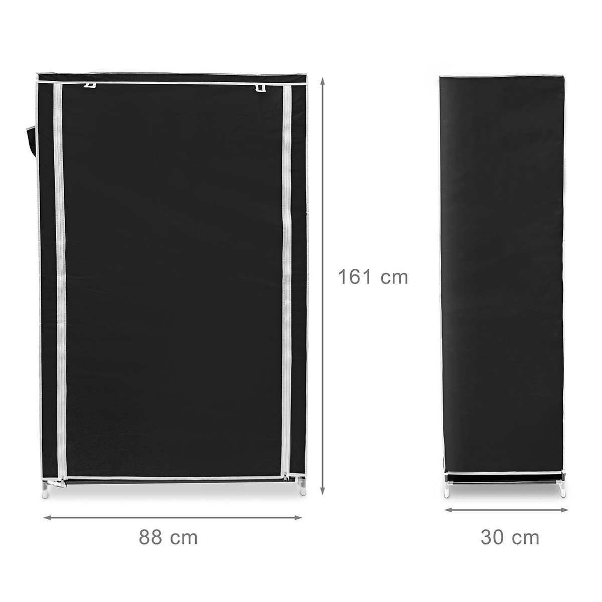 Relaxdays Szafka na buty Valentin, wysoka wys. x szer. x gł.: 161 x 88 x 30 cm, regał na buty z obiciem materiałowym i 10 półkami, szafka z materiału z zamkiem błyskawicznym do przechowywania bez