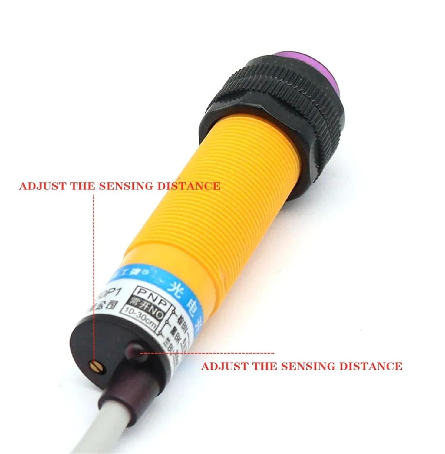 E3F-DS30 M18 Photoelectric Switch DC 4-Wire PNP NO NC Detection Range 10-30cm Adjustable 1Pcs(E3F-DS30P2)