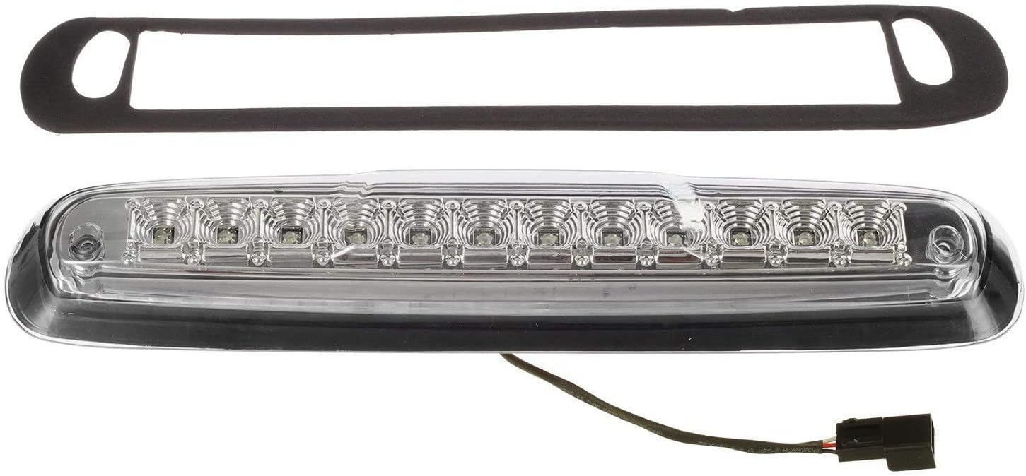 Partsam High Mount Stop Light Led Third 3rd Brake Light Replacement for Silverado and Sierra 1500 2500HD 3500HD 2007-2014 Rear Cab Top Roof Tail Cargo Light Lamp(Chrome Housing Clear Lens)