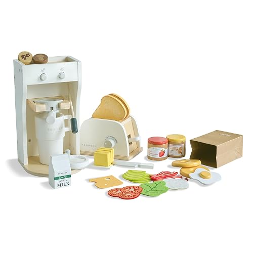 Teamson Kids Set de Juego de Desayuno Little Chef Santa Barbara, Juguete de Cocina, 14x15x25 cm, Blanco, MDF