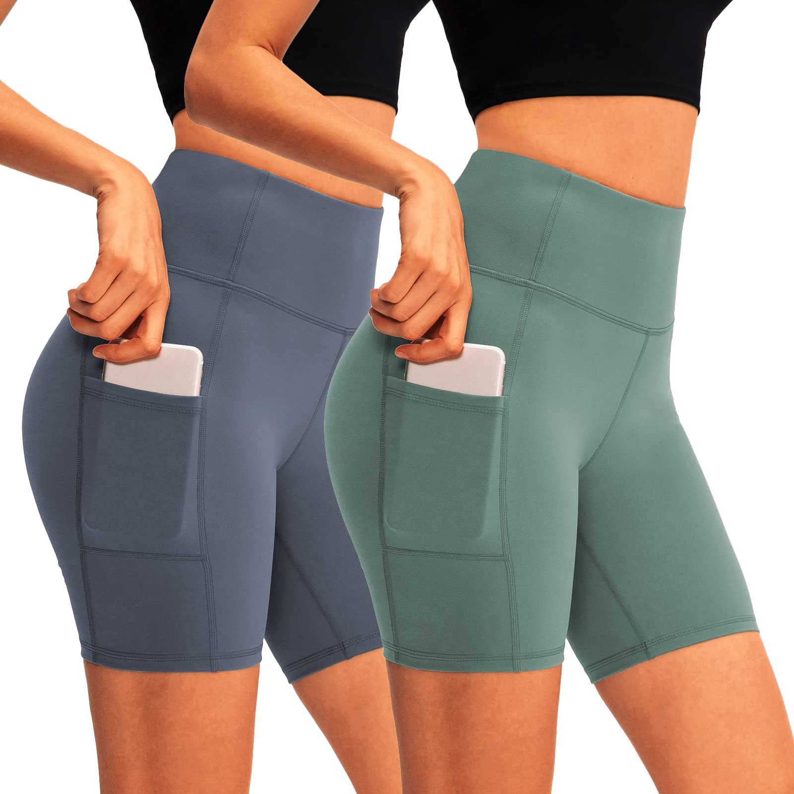 HomyComy Pantalones Cortos Deportivos para Mujer Mallas Elásticas Leggings de Alta Cintura para Fitness Yoga Correr Secado Rápido
