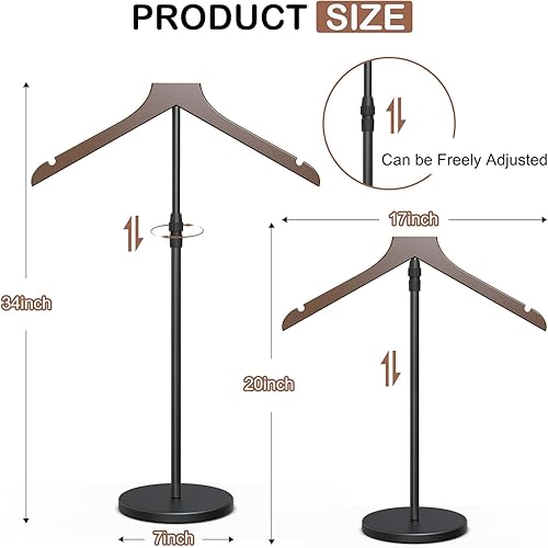 Miniatura 4 de OLV Paquete de 2 soportes de exhibición de camisas, 18-34 pulgadas de altura ajustable para maniquí de torso para tienda de vendedores, exhibición