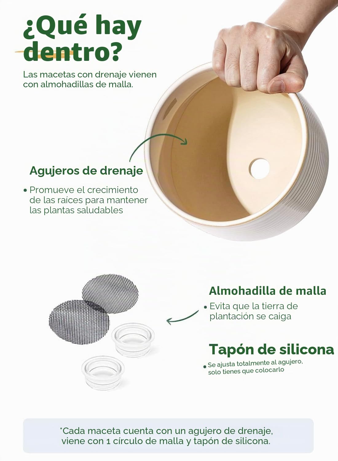 LE TAUCI Pack de 2 Macetas de Cerámica con Pies, Juego de Macetas Pequeñas de 12+16 Cm de Diámetro, Macetas Decorativas Interior con Orificio de Drenaje, Esmalte Reactivo Blanco