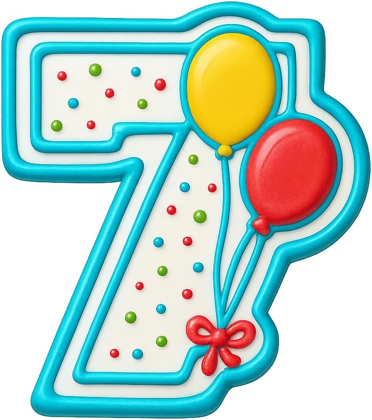 Mighty Gadget Number 7 with Balloons Cookie Cutter for 7 Year Old - 4x3.5" Birthday Celebration Mold (Random Color) image 4