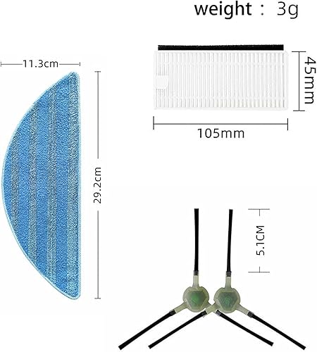 Miniatura 7 de Piezas de repuesto compatibles con Lefant M200201501520T700, 4 filtros HEPA pares de cepillos laterales, 6 paños para fregona