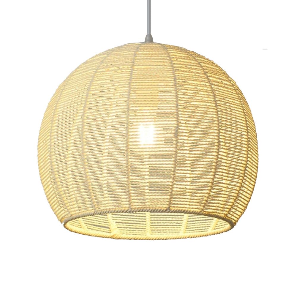 LQZCXMF Wabi-sabi Woven Lampshade Hemp Rope Boho Pendant Light Fixture 19.7'' Ball Shape Hanging Rattan Chandelier Modern Style Basket Chandelier for Dining Living Bedroom Kitchen Farmhouse