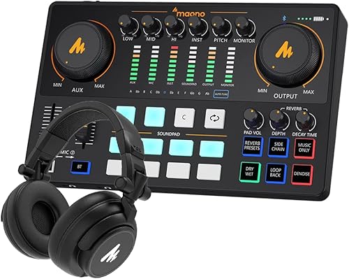 Interfaz de audio con auriculares de estudio-equipo de podcast-MAONO-MaonoCaster-todo en uno - con preamplificador de micrófono premium para
