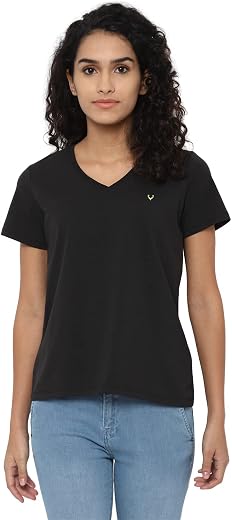 Allen Solly Women’s V‑Neck T‑Shirt | Comfortable Fit, Soft Fabric, Effortless Daily Styling