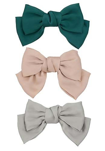 Miniatura 6 de Paquete de 3 pinzas para el pelo de gasa de doble cubierta de moda para mujeres y niñas, accesorios para el cabello HC2175 (naranja burdeos y rosa)