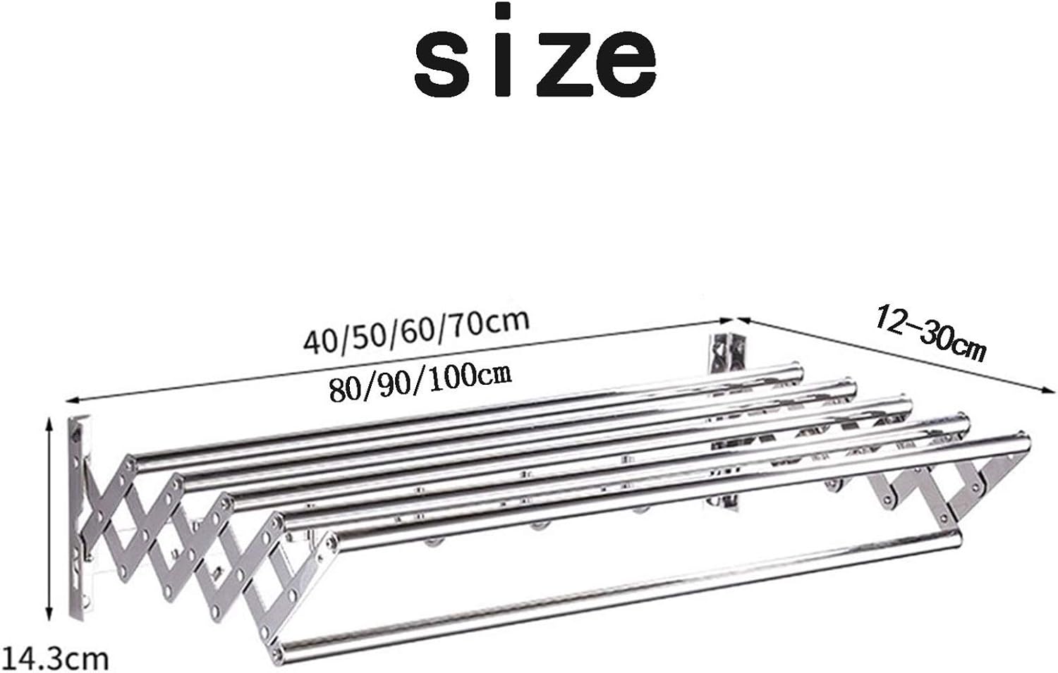 This Laundry Drying Rack Clothing Foldable Wall Mounted Retractable Cloth Airer Space Saver Towel Hanger Clotheshorse Dryer Home,50cm/19.7in 50cm/19.