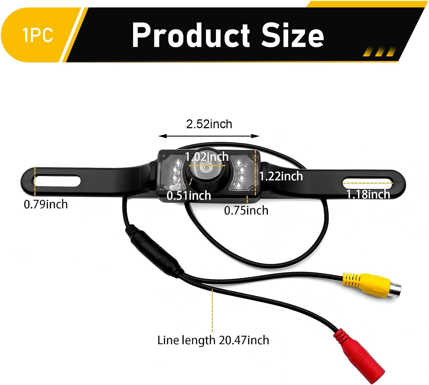 Car Backup Camera, 170 Degree Wide Angle HD Reverse Camera with Infrared Night Vision, Waterproof Anti-Fog Reversing Parking Cam, Universal for Most Vehicles (Black) image 2