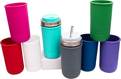 Miniatura 3 de Mason Jar Lifestyle Pint & Half - Fundas de silicona de 24 onzas para proteger frascos de bola (azul oscuro, 2)