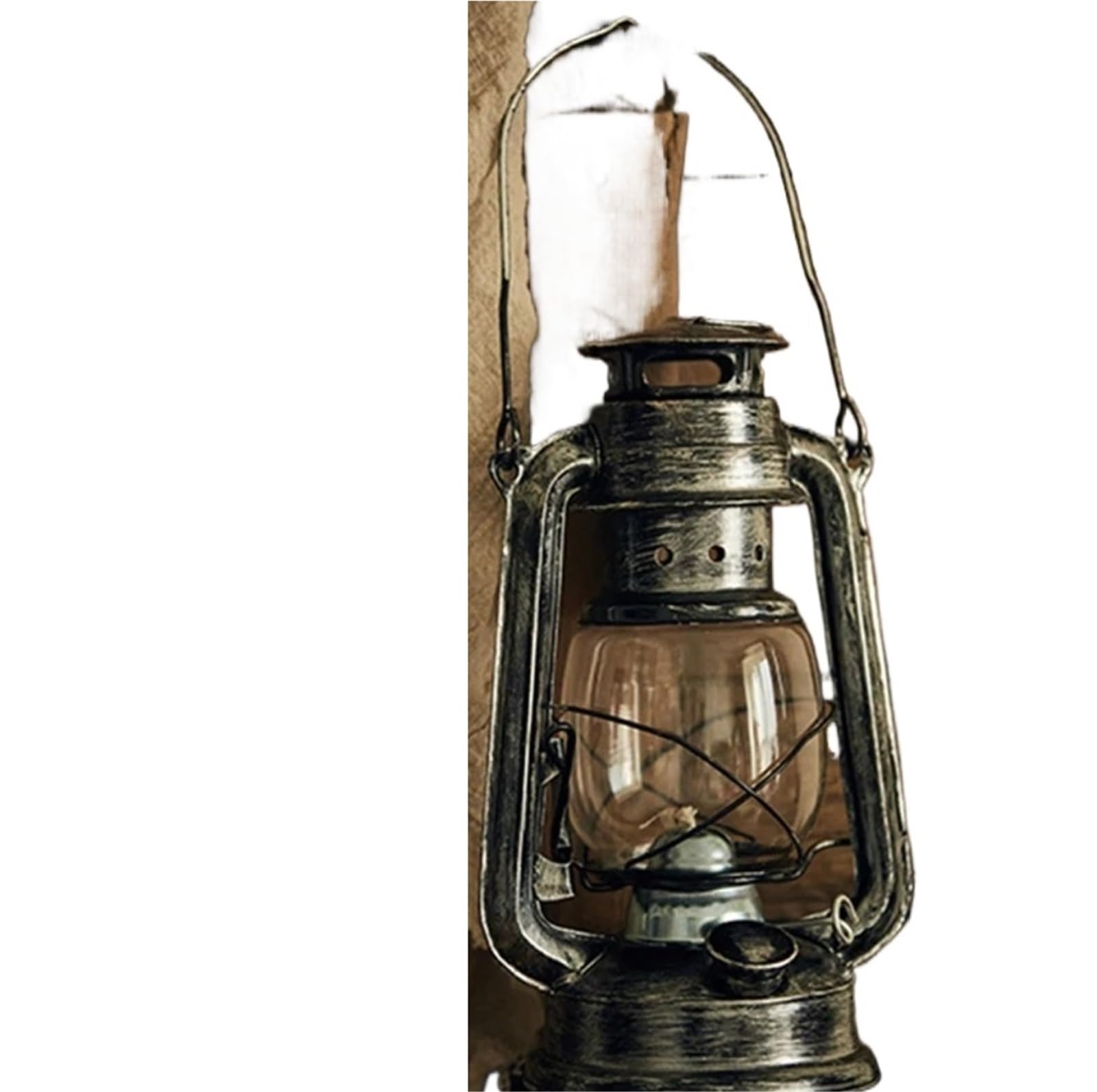 Decorative Lanterns Retro Wrought Iron Lamp Photography Props, Church, Study, Cafe, Decoration(Retro Black Red)
