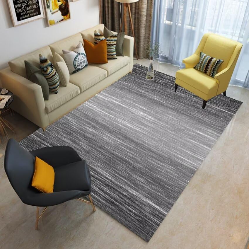 Tapis d'intérieur en velours rectangulaire gris 100x200cm haute densité